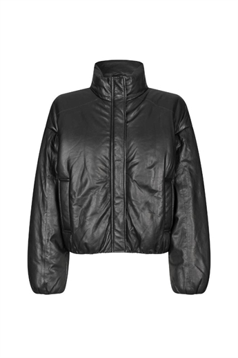 Harlow, Leather Bomber Jacket, Black